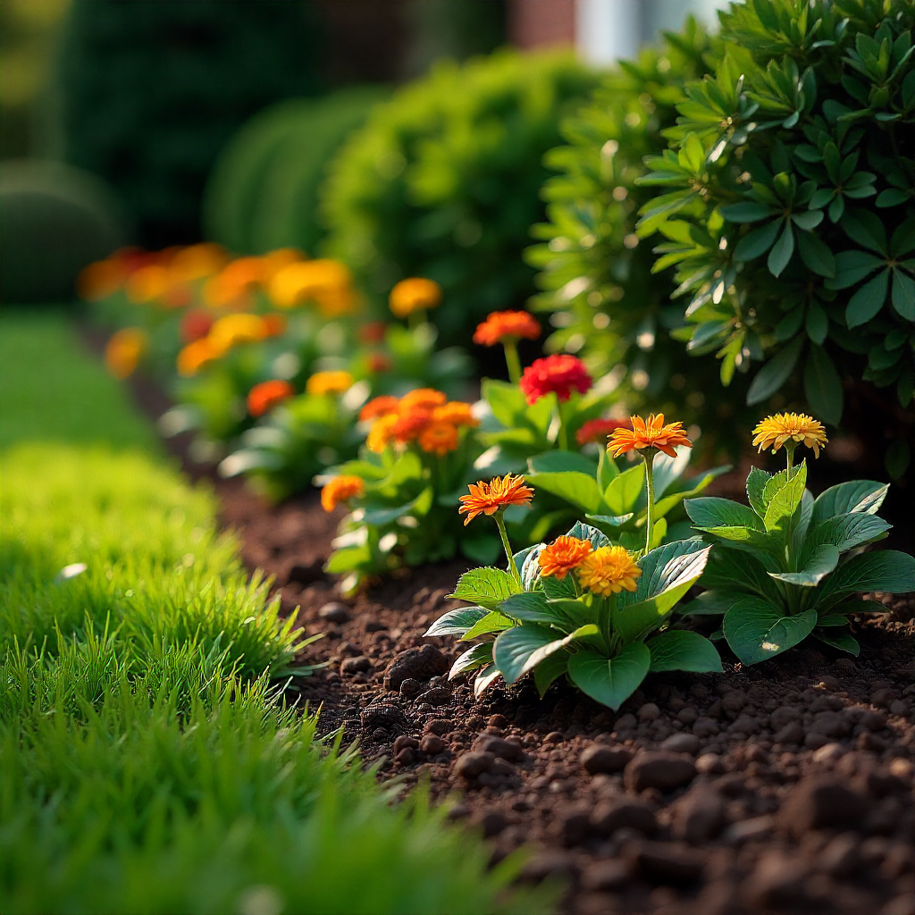 Close-up of lush flower bed design